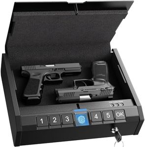 AINIRO Gun Safe for Pistols - Biometric Gun Safe for Handgun, Quick-Access Gun Lock with Fingerprint Identification or Key Pad, Firearm Storage Home Bedside Nightstand Car