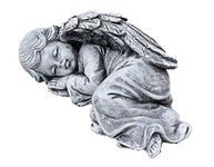 stoneandstyle Solid Cast Stone Dreaming Angel Sculpture, Multicolor, Frost and Weatherproof up to -30 °C