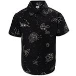 STAR WARS Millennium Falcon TIE Fighter X-Wing Big Boys Button Down Shirt Black 14-16