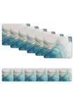Placemats and Coasters Set of 6 - Printed Design, Heat Resistant, Waterproof, Non-Slip Cork Table Mats in Matte Finish, Elegant Placemats & Coasters for Cups, Mugs, Plates & Pans - Aqua Marble