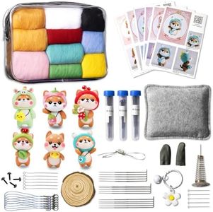 KIDS KING Needle Felting Kit for Beginners & Adults – 6 Piece of Shiba Inu Plush Dolls DIY with Instruction, Material Tools: Wool, Needles, Felting Pad, Arts & Craft Set for Handicraft Beginners