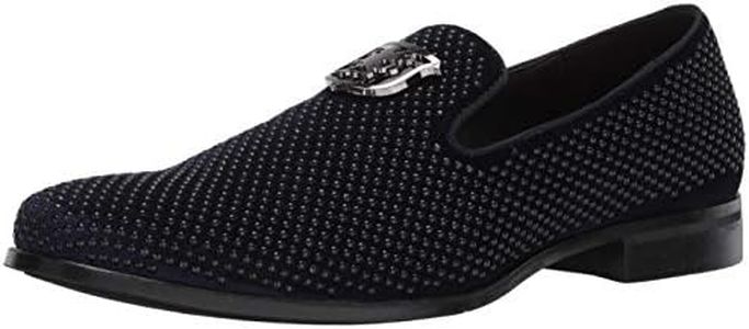 STACY ADAMS Men's Swagger Studded Ornament Slip-on Driving Style Loafer, Navy