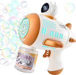 BLiSS HUES Automatic Bubble Machine for Kids, Bubble Gun with Light, Soap Blower for Kids, Indoor & Outdoor Toys occasions (Space Orange)