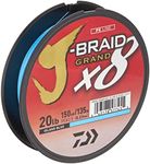 Daiwa, J-Braid x8 Grand Braided Line, 150 Yards, 20 lb Tested, 009" Diameter, Island Blue