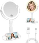 Makeup Mirror with Lights, 80 LED Dual-Sided Lighted Makeup Mirror with Magnification, Desk Mirror (1X/10X) with 3 Color (4000K-8000K) & Touch Dimmer, Rechargeable 2000mAh Battery, Gift for Women