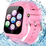 Kids Waterproof Smart Watch with 26 Game HD Camera 1.44'' Touchscreen Pedometer Video Music Player Alarm Clock Calculator Learning Toys for Girls Boys 3-12 Years Old (Pink)