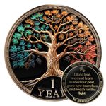 MilestoneMint Affirmation Sobriety Coin Gift Set | Tree of Life AA Chip Medallion with Token Capsule, Stand & Card | Sobriety Gifts for Anniversary Month & Year for Men & Women in Recovery (1 Year)