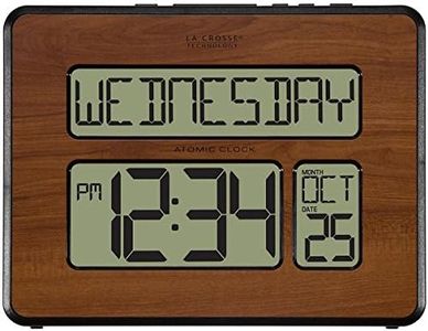 La Crosse Technology 513-1419-WA-INT Atomic Large Full Digital Calendar Clock, Walnut, 9.84" L x 1.14" W x 7.48" H