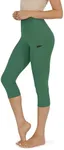 ODODOS Women's High Waisted Yoga Capris with Pockets,Tummy Control Non See Through Workout Sports Running Capri Leggings, Dark Green, XX-Large