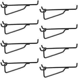 Pegboard Shelf Hooks, 8PACK 6" Metal Utility Hook Set, 1/4 inch Peg Board Organizer Accessories, Shelves and Baskets Brackets, Display and Storage Rack for Garage Workbench Art Craft Room Office