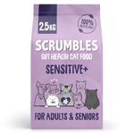 Scrumbles Natural Sensitive Dry Cat Food with 74% Chicken, High Protein Food For Adults And Seniors, 2.5Kg