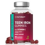 Iron Gummies for Teens with Vitamin C | 90 Count | Cherry Flavour Tablet Alternative for Teens | 14mg Iron with 40mg of Vitamin C for Absorption | Energy Support | Vegan | By Horbaach