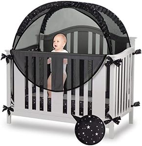 ZXPLO Safety Crib Tent to Keep Baby in Pop up Mosquito Net Netting Canopy Mesh Cover for Toddler - Black