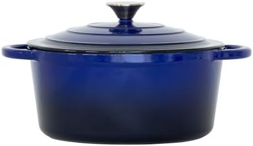 Healthy Choice 26cm Blue Cast Iron Casserole - Durable Construction, Moisture-Lock Lid, Oven-Safe to 350°C, 4.7L Capacity - Ideal for Flavorful Cooking and Long-Lasting Performance in Your Kitchen