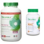 Organika Milk Thistle 250 Mg 220 vcaps + Organika NAC (N-Acetyl-L-Cysteine) 500mg 90 caps Bundle