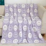 Happy Face Knitted Throw Blankets R