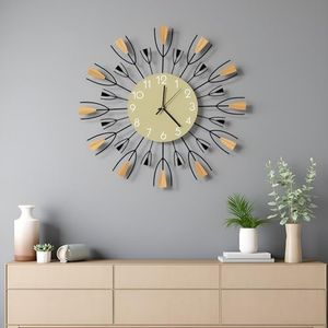 XGGJWW 24 Inch Large Modern Wall Clock – Mid Century Sunburst Decorative Silent Non-Ticking Battery Operated Metal Analog Clocks for Living Room, Entryway, Bedroom, Office