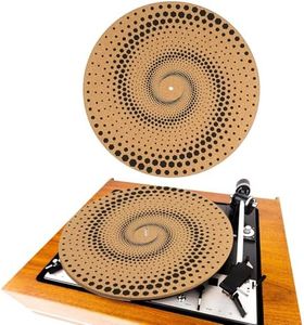 Briwooody Cork Turntable Mat/3mm Thick for Better Sound Support on 11.8 Inches Vinyl LP Record Player Turntable Slipmat Psychedelic Geometric for Vinyl Record(Dots Art)
