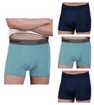 FREECULTR Men's Underwear Anti Bacterial Micromodal Airsoft Trunk Pack of 4 - Made in Bharat (L, Martini Blue, Space Blue, Martini Blue, Space Blue)