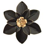 Metal Flower Wall Art Decor, 10“ Rustic Modern Floral Sculpture, Distressed Iron Wall Hanging Home Decoration Accent Artworks for Indoor Kitchen Bedroom Living Room Office Outdoor Garden Patio (07-Black)