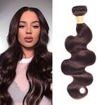 WOME Peruvian Hair Bundles 1 Bundle Dark Brown Body Wave Human Hair Wefts Extensions (24", Dark Brown 2#)