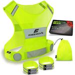 Reflective Vest Running Gear + 2 Bands & Bag/Ultralight & Comfy Safety Vests with Front Pocket > High Visibility Reflector > for Men, Women > Running, Dog Walking or Cycling