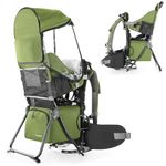 besrey Baby Backpack Carrier, Toddler Hiking Backpack with Safety 3-Height Seat, Adjustable Straps&Waist Belt, Foldable Frame Lightweight Large Capacity Child Carrier for Hiking Army Green