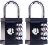 Padlock Combination Lock 4 Digit (2 Pack) - for Gym Lock, School Locker Lock, Outdoor Fence, and Storage, Combo Lock - Locks for Lockers - Weatherproof Metal - Keyless, Easy to Set, Resettable - Black