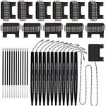 Nadex Pen with Security Chain And Base Mount | Set of 12 Pens, 12 Adhesive Mounts, and 12 Refills (Black)