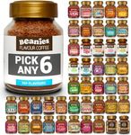 Beanies Flavoured Instant Coffee Pick Any 6 Jars (50g) from 38+ Blends Inc. Chai Latte, Decaf Coffee, Nutty Hazelnut, Mocha, Creamy Caramel, Amaretto Almond, double chocolate, mince pie