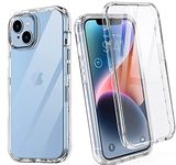 NWNK13 For iPhone 14 / iPhone 13 Case Crystal Clear Slim Fit Front & Back 360° Case Built-in Screen Protector Transparent Full Body Silicone Gel Mobile Phone Cover for iPhone 14/13 [ 6.1inch ]