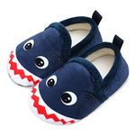 JOINFREE Kids Slippers Boys Girls House Slippers Indoor Shoes Winter Warm Cotton Slipper Cozy Plush Home Slippers Shark 3.5-4.5 Infant=EU20-21