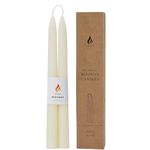 AGLARY 9" White Beeswax Taper Candles,2PCS Handmade Natural Candles,Dripless and Smokeless，9-Hour Burn Time.