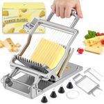 Huanyu Commercial Cheese Slicer with 1cm & 2cm Cutting Board Stainless Steel Cheese Cutter with Wire Multifunctional Wire Cutter for Cheese, Butter, Toasts and Luncheon Meat