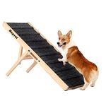 MEPVOL Dog Ramp,26" Tall Adjustable Dog Ramp for Bed Couch Car,Wooden Pet Ramps for Small Large Dogs,43.3" Long Gentler Slope with 8 Steps