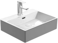 Bathroom Vessel Sink Rectangle - Vanity Sink White Ceramic Porcelain - Bathroom Sink 19.7" x 16.5" x 5.5" with Overflow - Wall Mounted Above Counter Art Basin