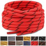 Stepace Round Shoelaces [2 Pairs] Heavy Duty Boot Shoe Laces for Hiking Work Boots Red Black 140(Dots)