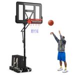 Goplus Portable Basketball Hoop Outdoor, 10FT Basketball Goal w/ 44'' Shatterproof Backboard, Easy Adjust Height, Fillable Base, Free Weight Bag for Teens Adults Driveway Backyard (7.9-10FT, 6-Level)