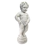 Design Toscano Manneken Pis Peeing Boy Piped Pond Spitter Statue Water Feature, 27 Inch, Polyresin, Antique Stone