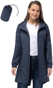 33,000ft Women's Waterproof Long Rain Coats Packable Rain Jacket with Hood Trench Coats Windbreaker