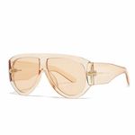 Trendy Retro Oversized Aviator Sunglasses for Women Men 70s Unique Luxury Thick Classic Sun Glasses(Champagne)