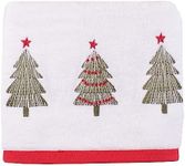 Fusion - Christmas Trees Hand Towels 2 Pack (50 x 90cm) - Soft & Fluffy 100% Cotton - Embroidery Xmas Tree Hand Towels - Christmas Bathroom Towels - Christmas Decorations/Christmas Bathroom Accessory