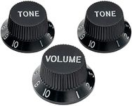 Musiclily Pro Metric Size 18 Splines 1 Volume 2 Tone Strat Style Knobs Set for Asia Import Guitar Bass Split Shaft Pots, Black