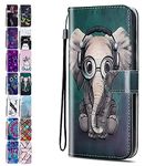 Leather Phone Case for Huawei P30 Pattern Print Design Flip Wallet Cover with Card Slots Holder for Girls Boys - Elephant