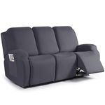 TAOCOCO Recliner Sofa Slipcover, 3 Pieces Polyester Fabric Stretch Sofa Covers for 3 Seat Reclining Couch, Soft Washable Furniture Protector with Pockets (3 Seat, Dark Gray)