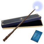 Light Up Witch Magic Wand Rechargeable Illuminating Toy for Kids Wizard Collection Cosplay Accessories with Spellbook and Gift Box (Leaf)