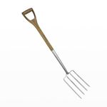 Garden Pitch Fork, 4-Tine Stainless Steel Spading Fork, 43.9'' Digging Fork with Good Leverage for Easy Digging Out Weed, Ergonomic D Handle Garden Fork for Composting, Digging Potatoes Loosening Soil