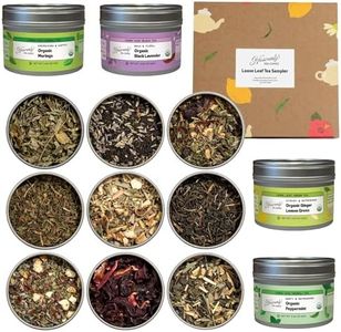 Heavenly Tea Leaves Organic Wellness Tea Sampler (Approx. 90 Servings of Tea), 9 Assorted Loose Leaf Teas & Herbal Tisanes - Great Hot or Iced, Gift Variety Pack, High & No Caffeine Teas, Health & Immunity