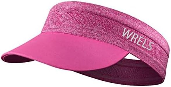 WRELS Visor Sun Hat for Kids Women Men,Adjustable Packable Sports Cap with Sweatband(46-60cm), Rose Red, One Size-Large