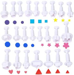 Fondant Plunger Cutters Set- 24pcs Fondant Cutters Cake Cutters for Decorating Heart Flower Star Geometric Shape DIY Decorating Mold Tools Set